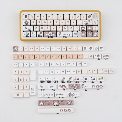 Meow Japanese Food 104+36 MOA Profile Keycap Set Cherry MX PBT Dye-subbed for Mechanical Gaming Keyboard